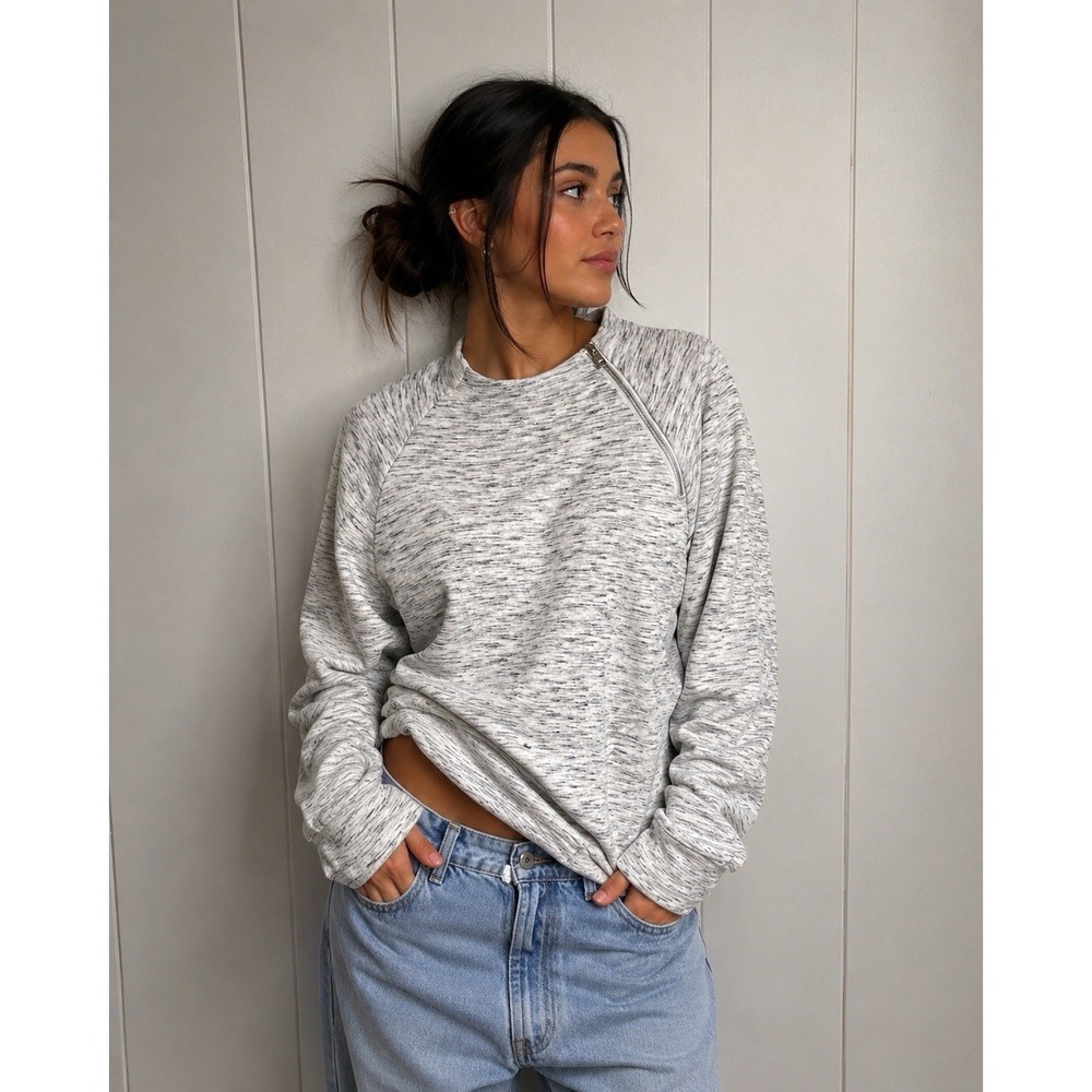 90 Degree by Reflex womens size Small heather gray  asymmetrical fleece sweater